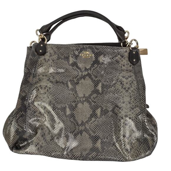 COACH Madison Phoebe Large Shoulder Embossed Snakeskin Hobo Bag Purse Handbag - Picture 1 of 16